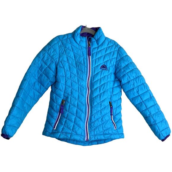 Snozu Puffer Jacket Girl XS 5 / 6 Blue Soft Quilted Warm Cozy Winter Fall Kid - Picture 1 of 11